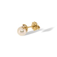 Orecchini da donna in oro giallo 18 kt con perle da 7 mm e diamanti naturali – 3.30 g – 0.04 ct – Idee Preziose dal 1987 - IP.OK18G/1P